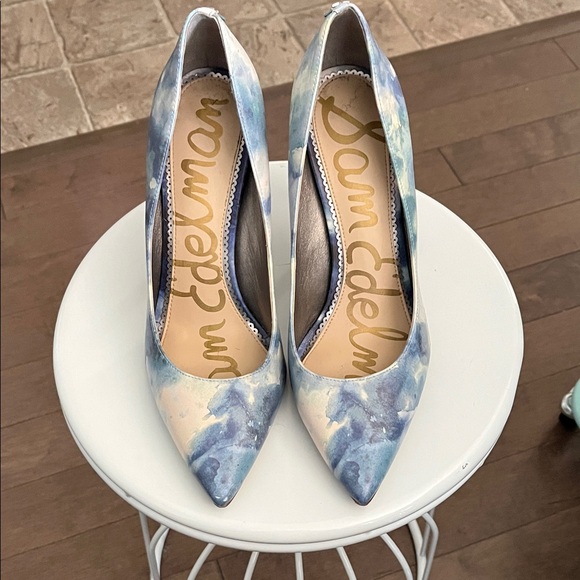 Sam Edelman Shoes - Sam Edelman Watercolor Blue and Cream Heels